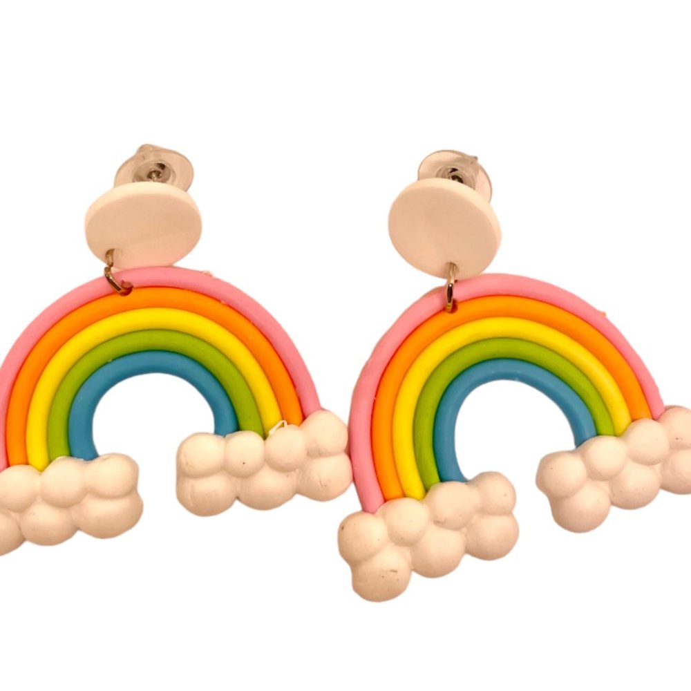 ⭐️❤️FREE Rainbow Cloud Sky Boho Peasant Hipster Hippie Deco Farm Chic Earrings